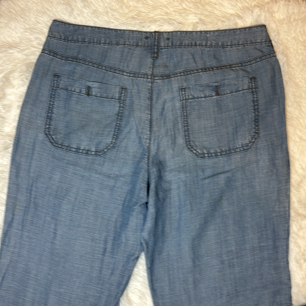 Anthropologie Pilcro Blue Chambray Tencel Linen Wide Leg Pant 30" Mid Rise - Picture 9 of 12